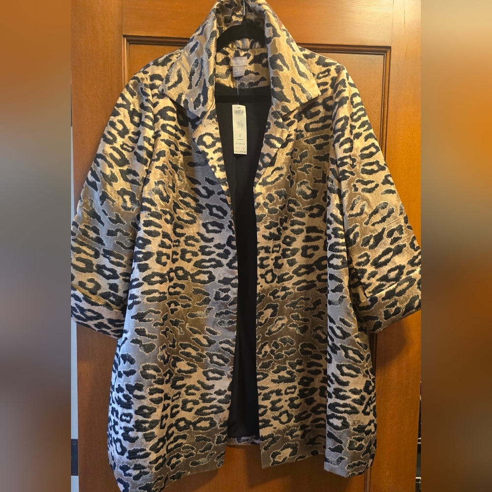 Chico's Animal Print Blazer - Black and Tan